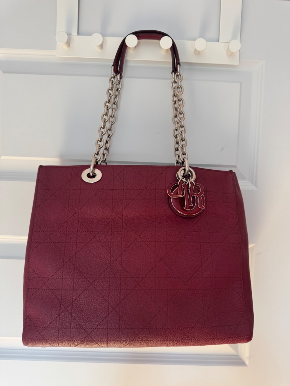 Dior Ultradior burgundy calfskin leather Cannage quilted bag